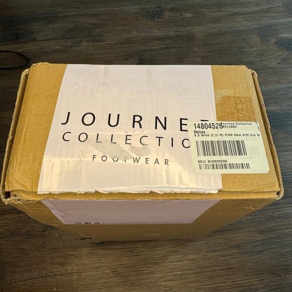 Journee Collection Melissa blush pink size 9.5 WD woven mule sandals block heel - Picture 9 of 10